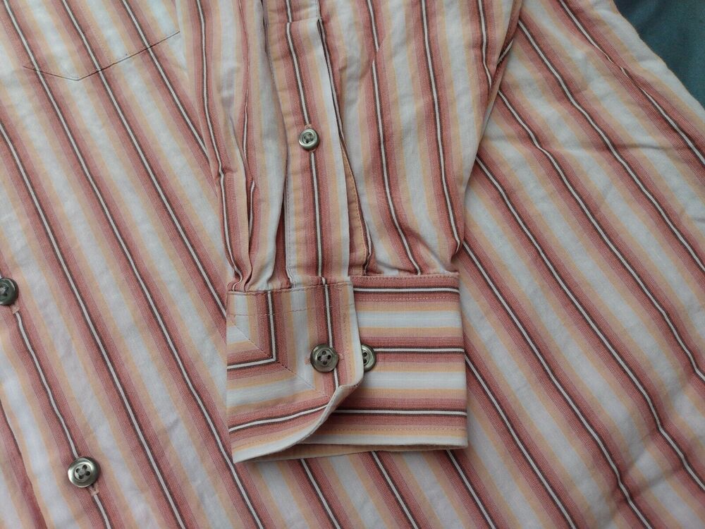 Kenneth Cole Men Shirt Sz 16 1/2 32-33 Red Stripe Long Sleeve Button Up Casual - Picture 3 of 7